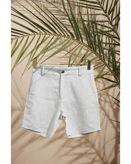 Bermuda Masculina Linho Cinza