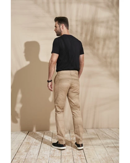 Calça Masculina Lisa Sarja Bege