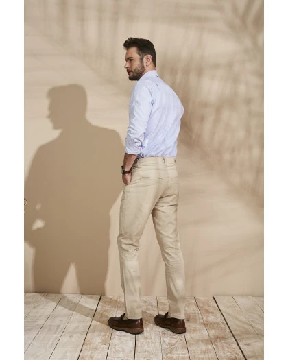 Calça Masculina Lisa Sarja Off White