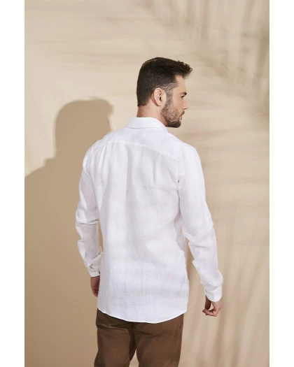 Camisa Masculina Manga Longa Linho Branca
