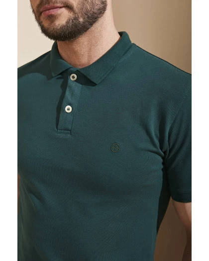 Polo Masculina Clássica Verde Militar