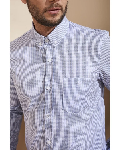 Camisa Masculina Regular Fit em Algodão Premium Xadrez