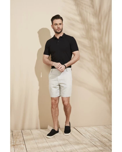 Bermuda Masculina Linho Cinza