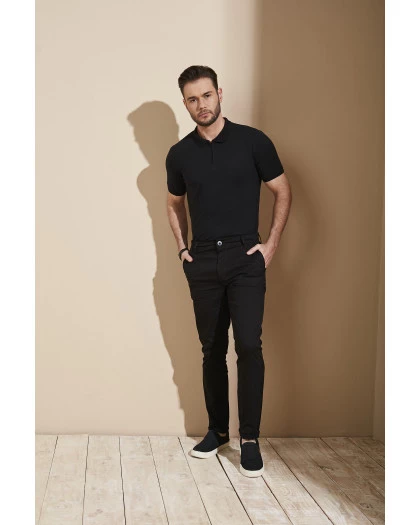 Calça Masculina Lisa Sarja Preta