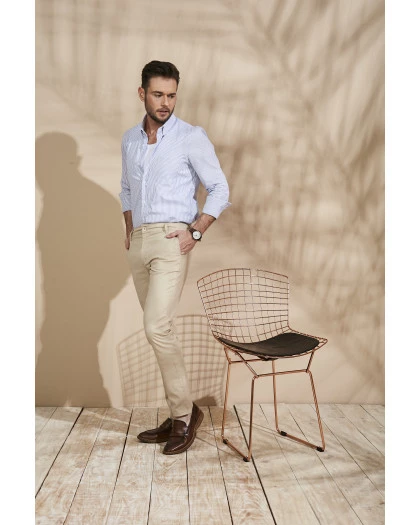 Calça Masculina Lisa Sarja Off White