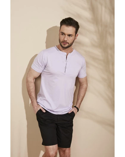 Camiseta Masculina Algodão Pima Gola Botão